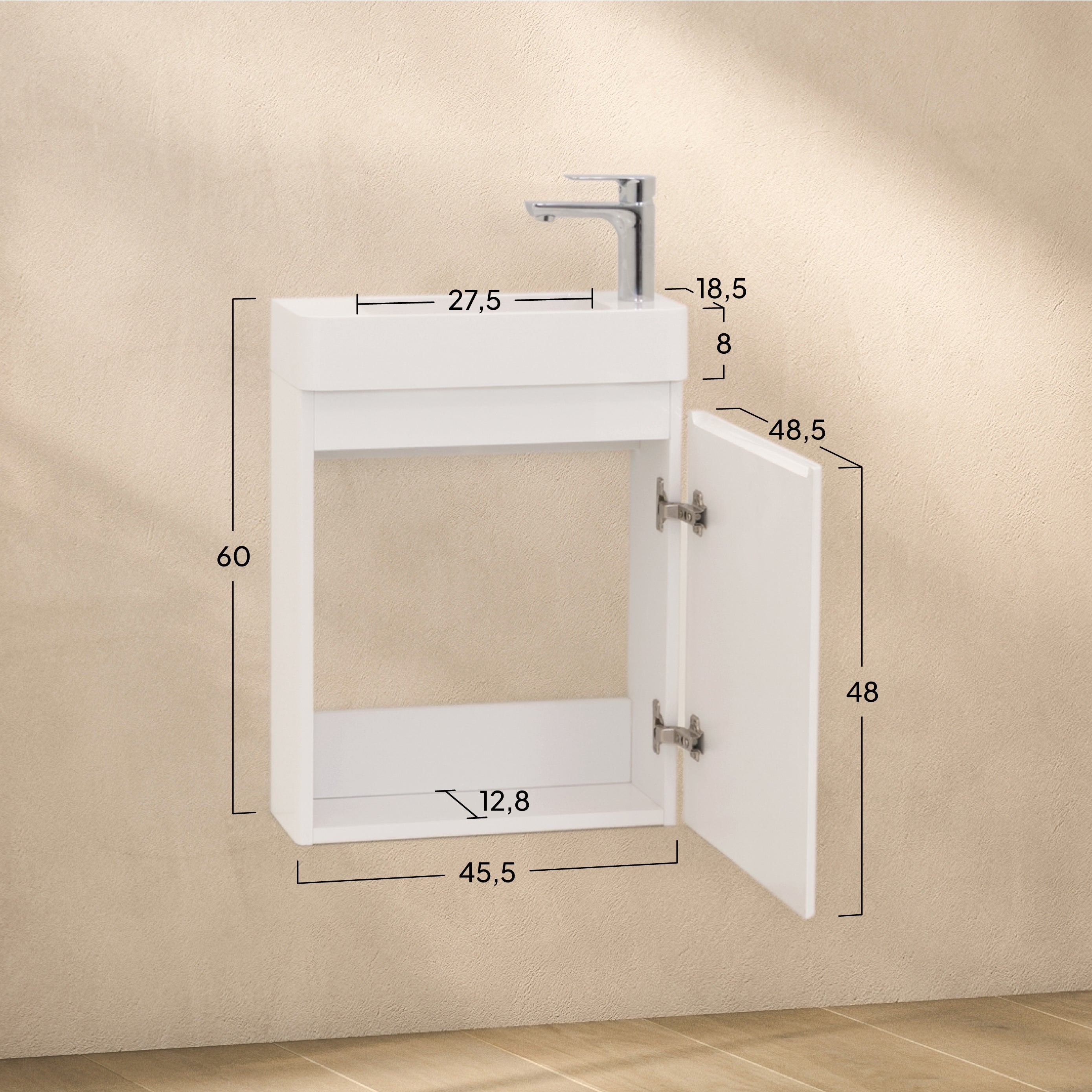 Galene - Mobile lavabo sospeso con cassetti soft-close