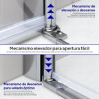 EMMA - Cabine de duche com vidro meio fosco 6mm - Portas articuladas e perfis em Inox