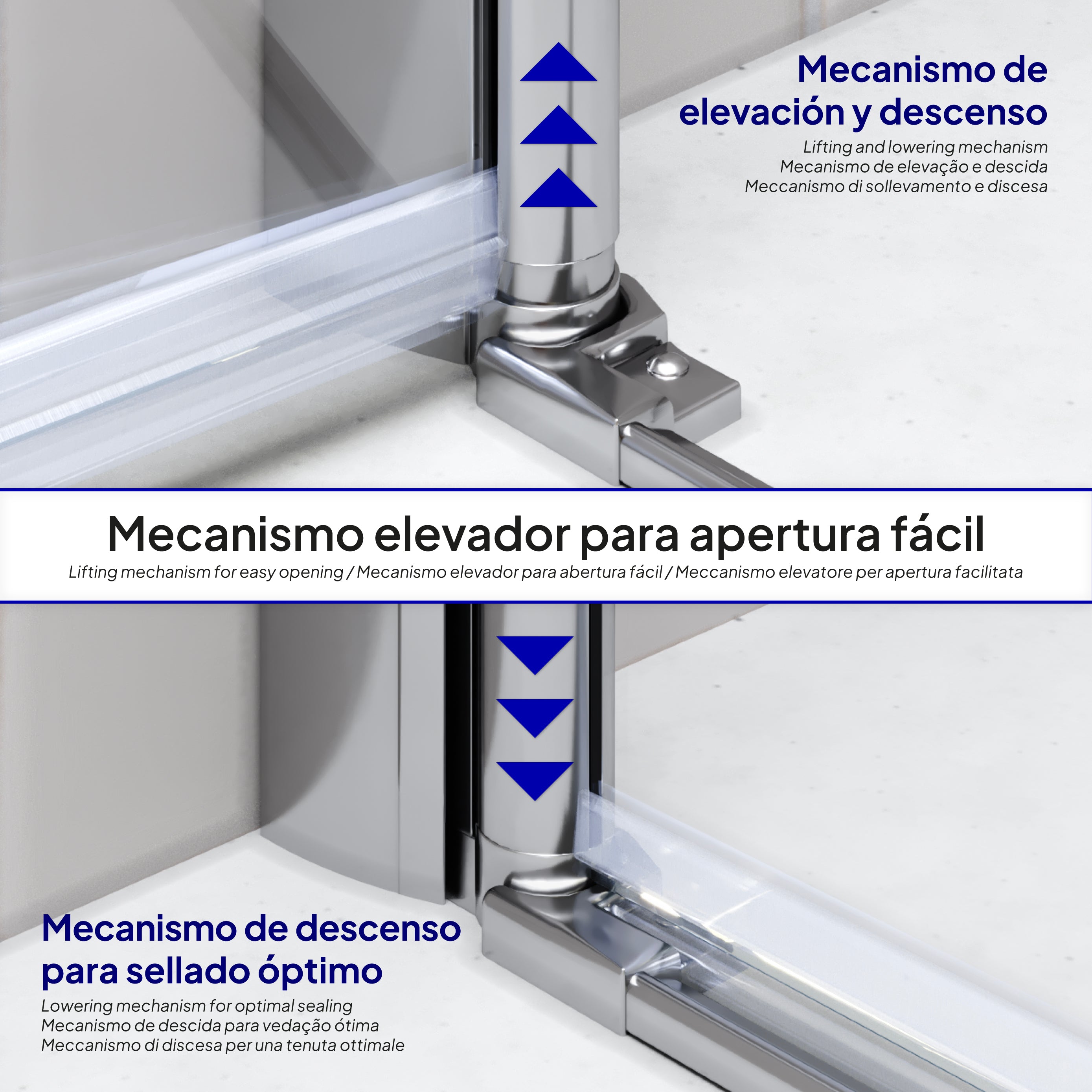 EMMA - Cabine de duche com vidro meio fosco 6mm - Portas articuladas e perfis em Inox