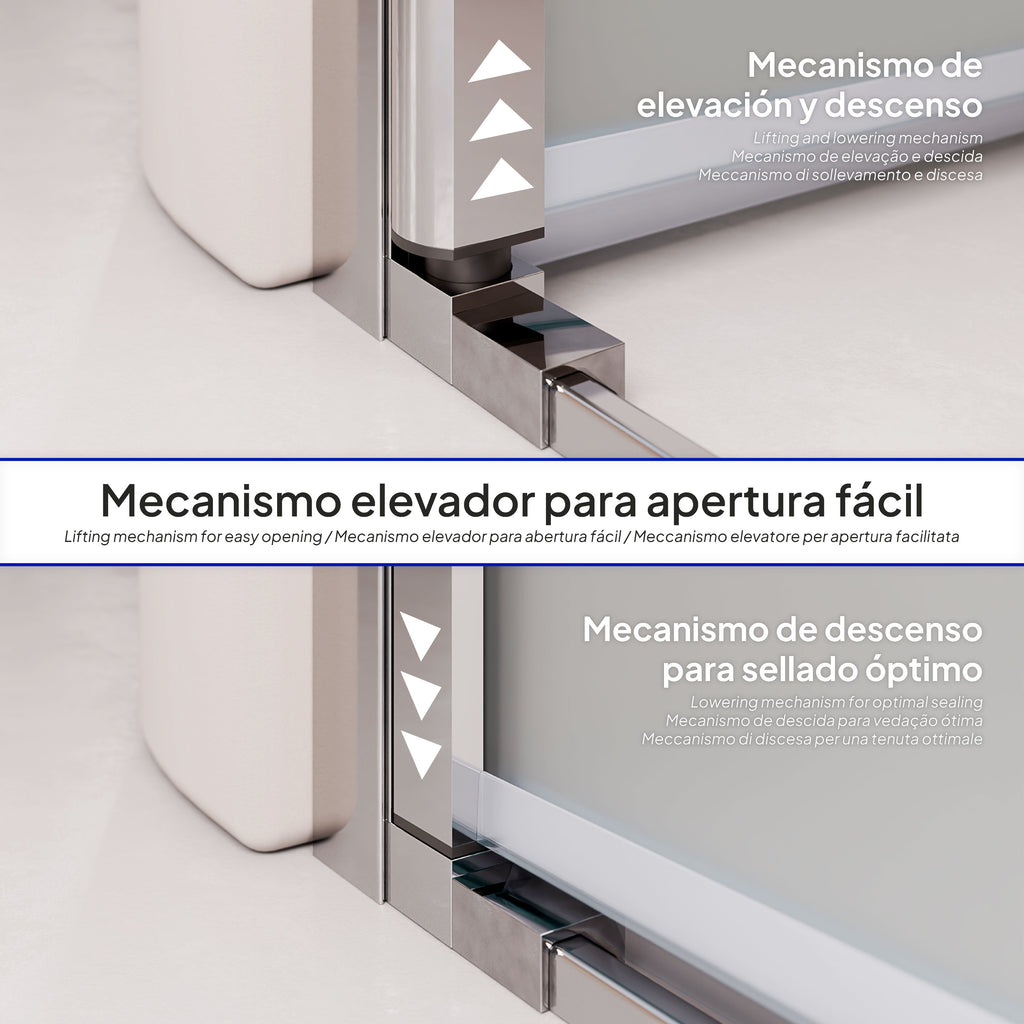 LARA - Frontal de duche em vidro temperado fosco de 6 mm e portas batentes