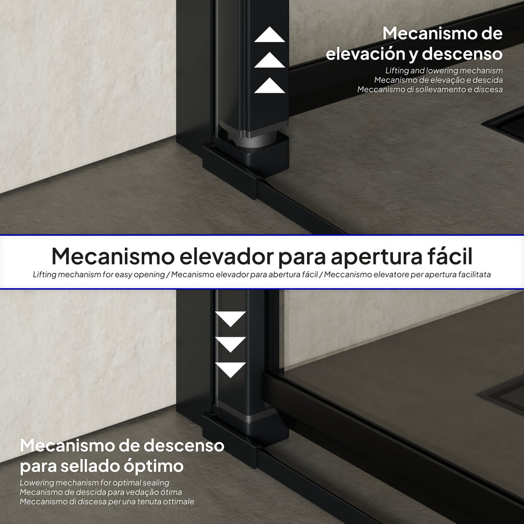 BELLE - Cabine de duche de entrada de canto com portas dobráveis em vidro temperado e perfis pretos