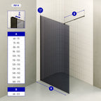 FIONA - Painel de duche walk-in em vidro escurecido 10mm com perfil e barra estabilizadora preto