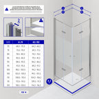 EMMA - Cabine de duche com vidro meio fosco 6mm - Portas articuladas e perfis em Inox