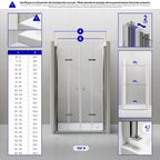 LENA - Frontal de ducha con puertas plegables en vidrio templado
