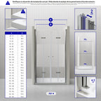 LENA - Frontal de ducha con puertas plegables en vidrio templado parcialmente esmerilado