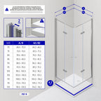 EMMA - Cabine de duche com vidro transparente 6mm - Portas articuladas e perfis em Inox