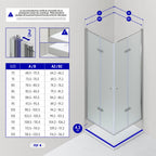 EMMA - Cabine de Duche com vidro fosco 6mm - Portas articuladas e perfis em inox