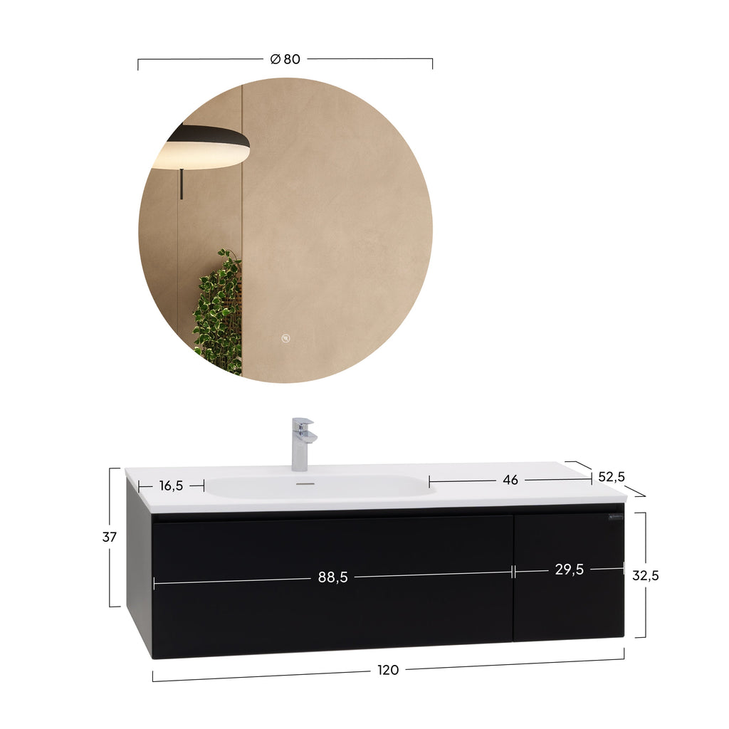 Dafne - Set bagno sospeso - Disponibile in 120 cm