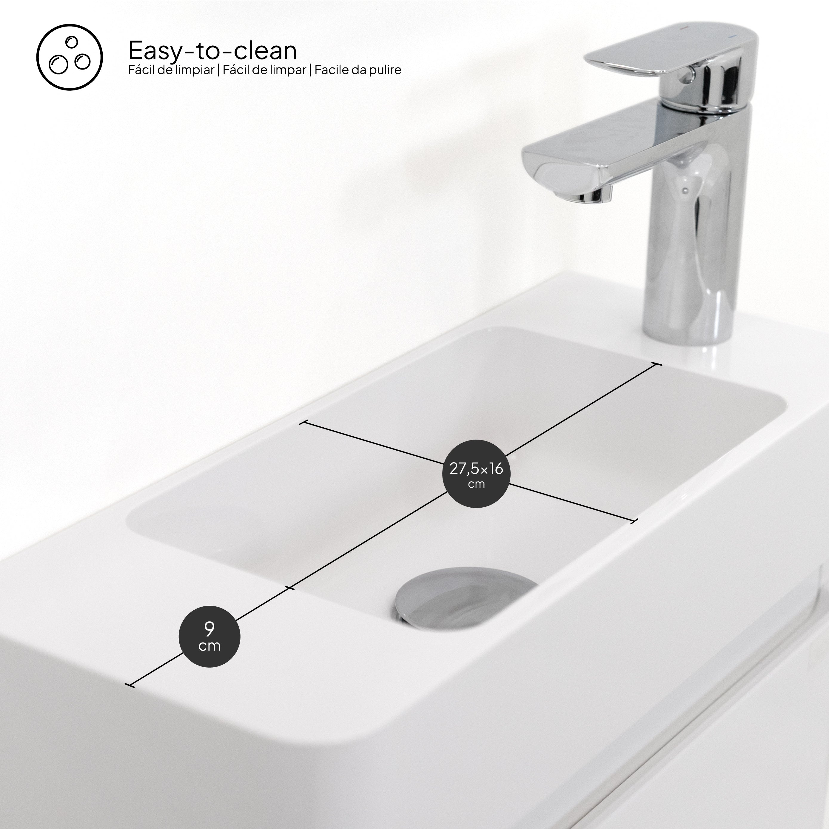 Galene - Mobile lavabo sospeso con cassetti soft-close