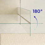 FIONA - Painel de duche walk-In com painel lateral giratório 40 cm em vidro transparente 10mm com perfil e barra estabilizadora cromado