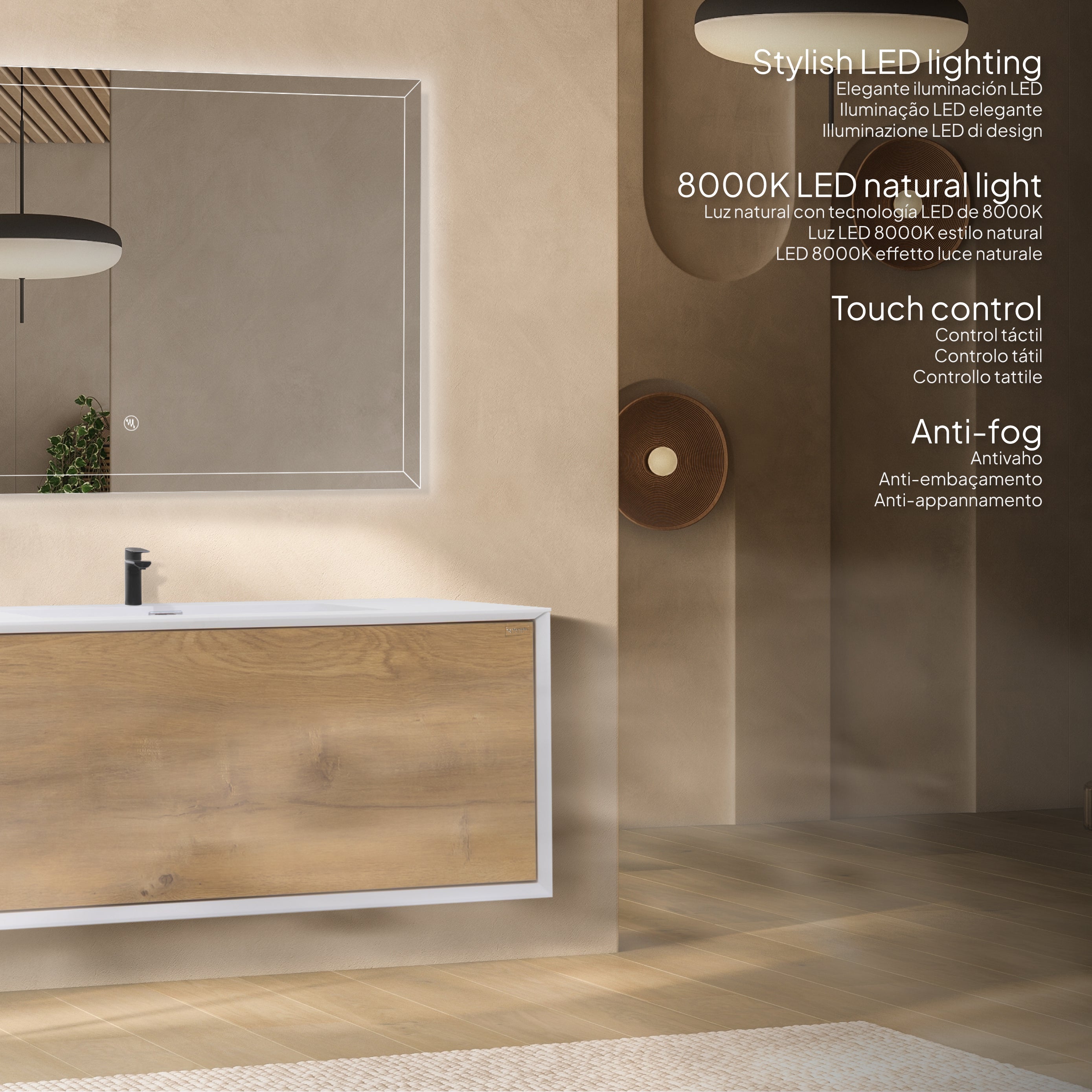 Hebe - Conjunto de baño suspendido - Disponible en 90 cm