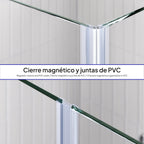 EMMA - Cabine de duche com vidro meio fosco 6mm - Portas articuladas e perfis em Inox
