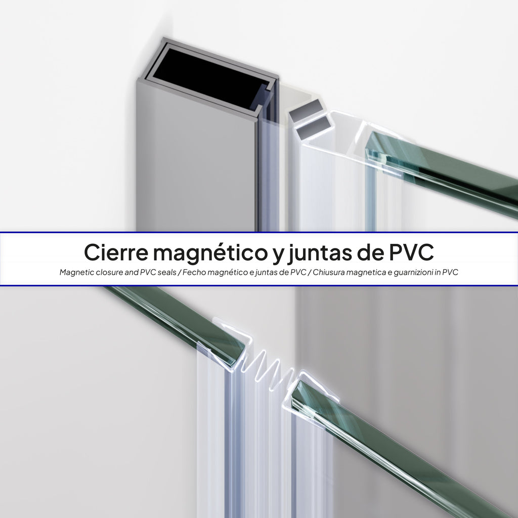 MILA - Puerta plegable en vidrio templado de 6 mm - Varios tamaños