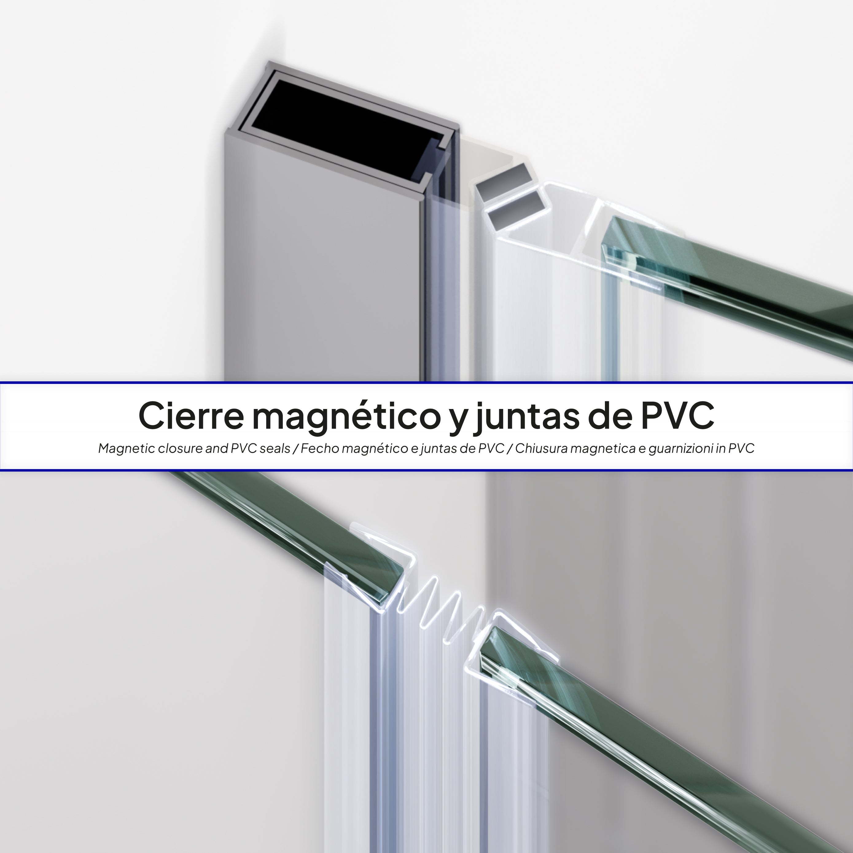 MILA - Puerta plegable en vidrio templado de 6 mm - Varios tamaños