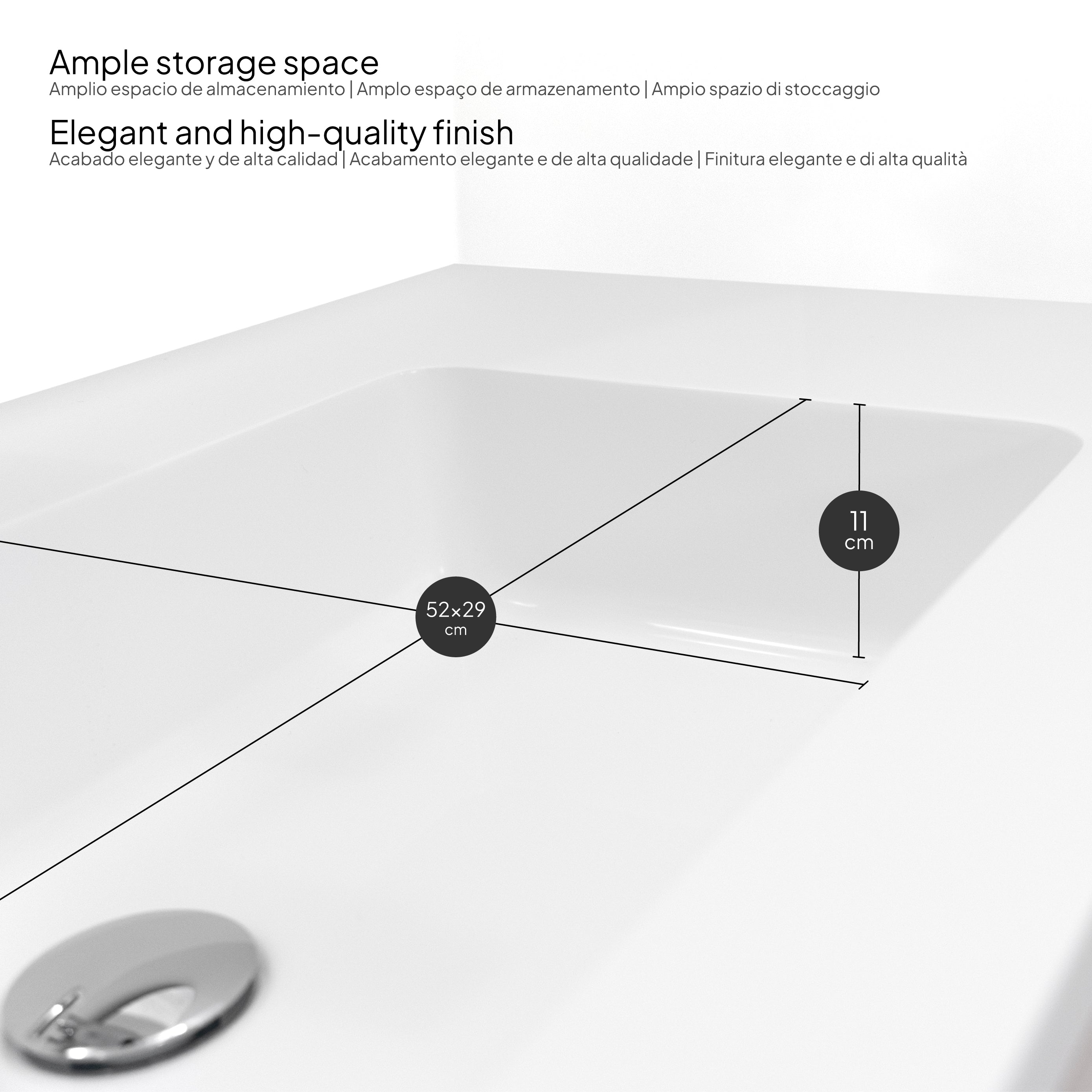 Nereia - Mueble de lavabo suspendido 120 cm con cajón soft-close