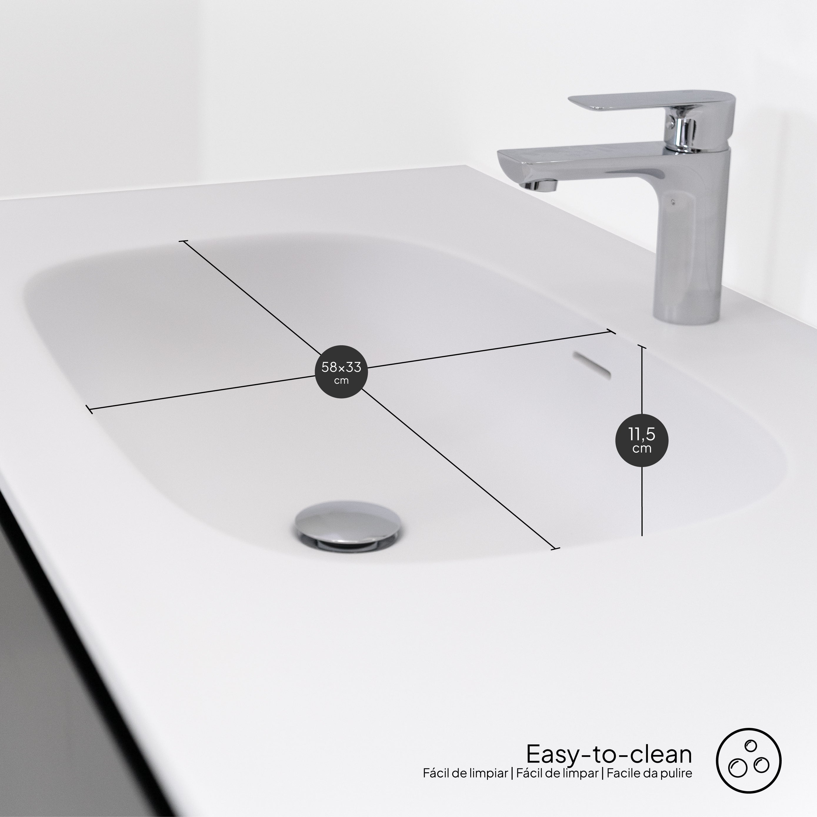 Dafne - Mobile lavabo sospeso 120 cm in nero opaco con soft-close