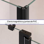 LINDA - Cabine de duche de entrada de canto com portas articuladas em vidro temperado e perfis preto