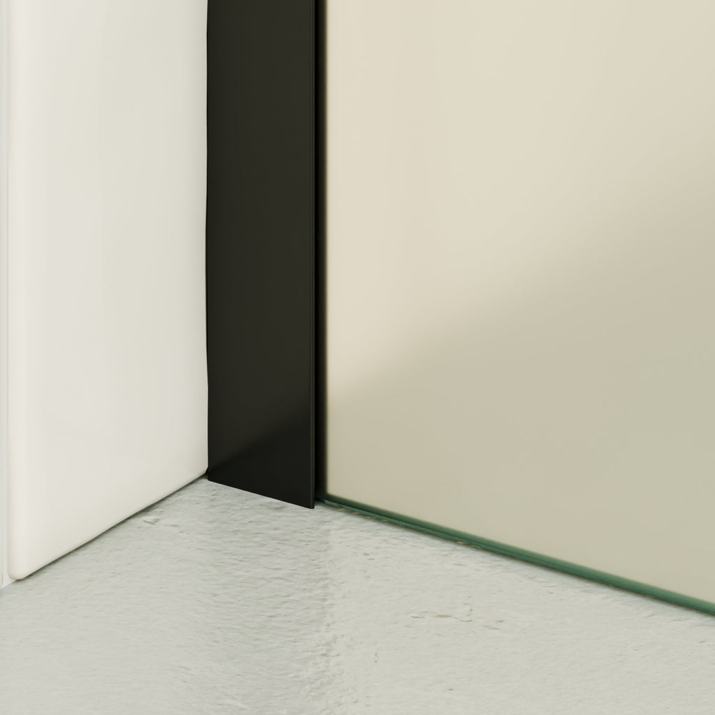 FIONA - Painel de duche walk-in em vidro fosco 10mm com perfil e barra estabilizadora preto