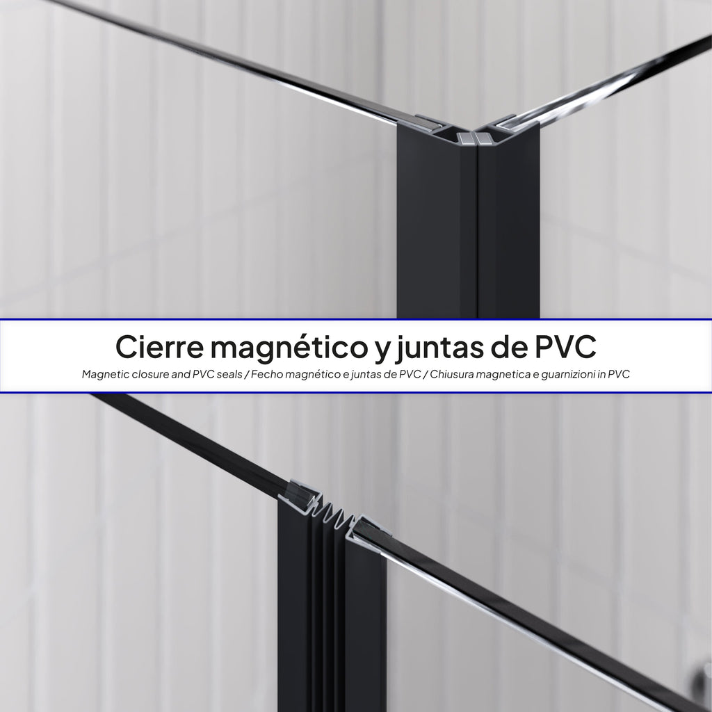 EMMA - Cabina doccia con vetro trasparente 6 mm - Porte articolate e profili neri