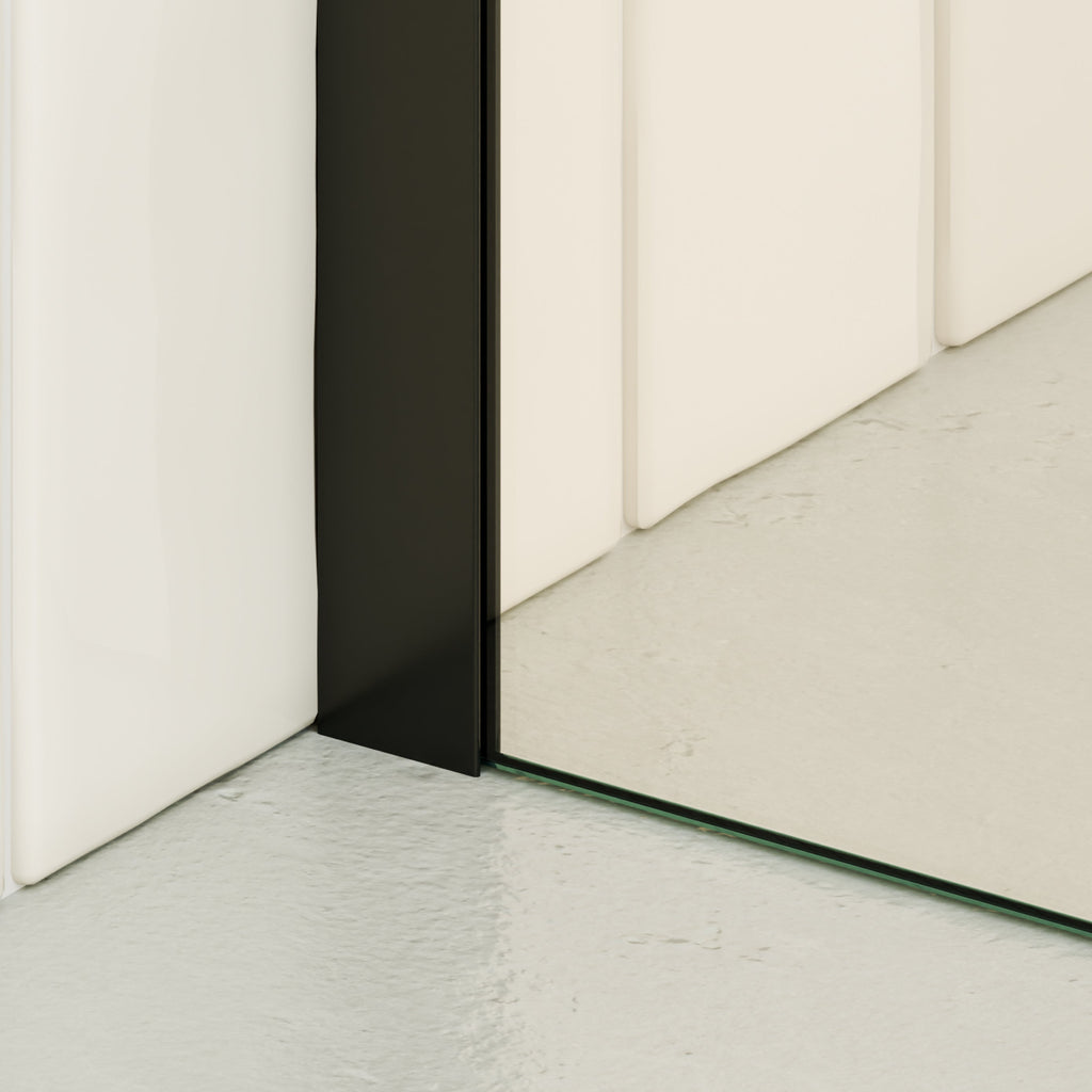 FIONA - Panel de ducha walk-in de vidrio transparente de 10 mm con perfil y barra estabilizadora negros