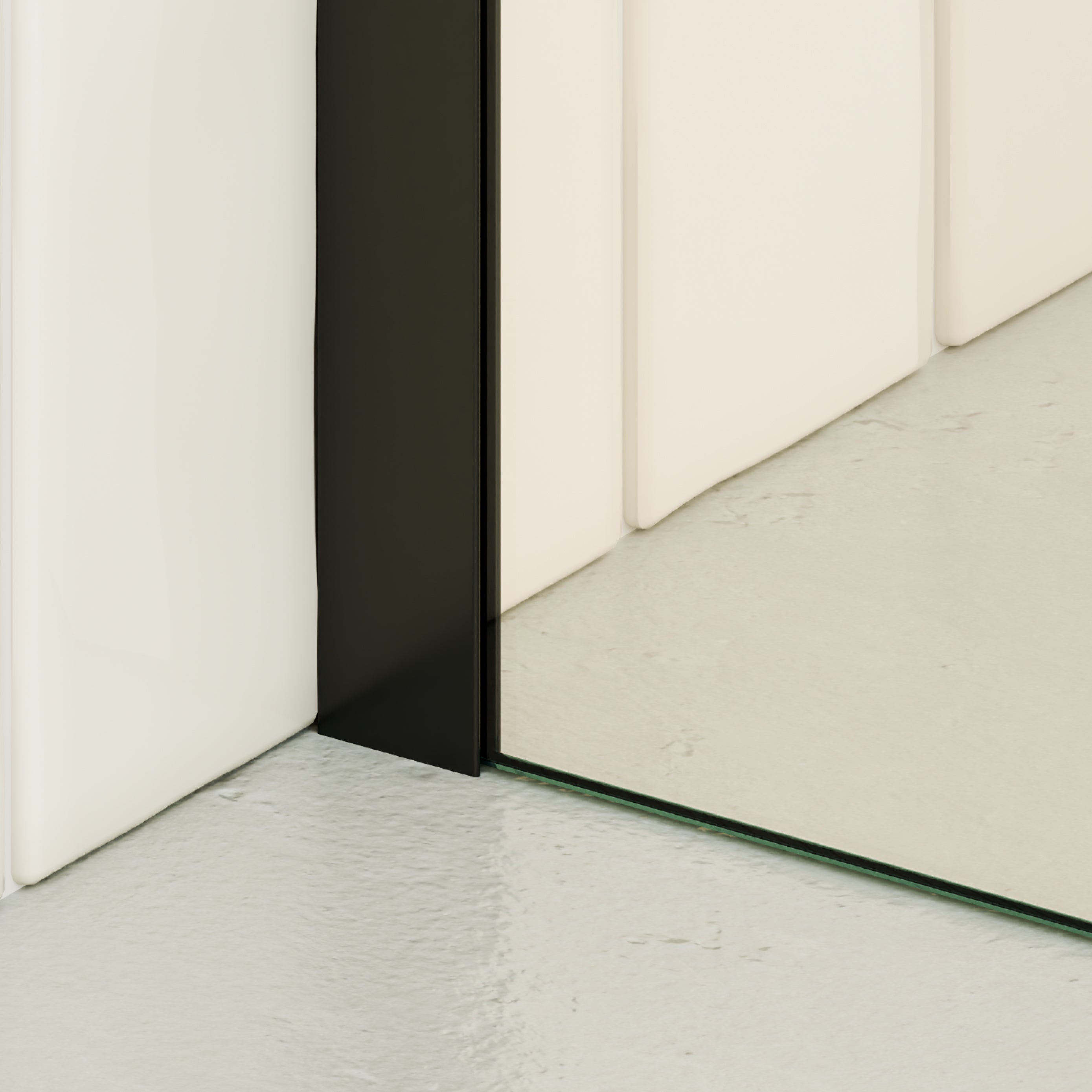 FIONA - Panel de ducha walk-in de vidrio transparente de 10 mm con perfil y barra estabilizadora negros