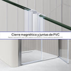 LIMA - Frontal de ducha en vidrio templado de 6 mm parcialmente esmerilado - Puertas batientes