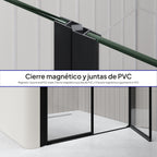 LIMA - Frontal de ducha en vidrio templado transparente de 6 mm, puertas batientes y perfiles negros