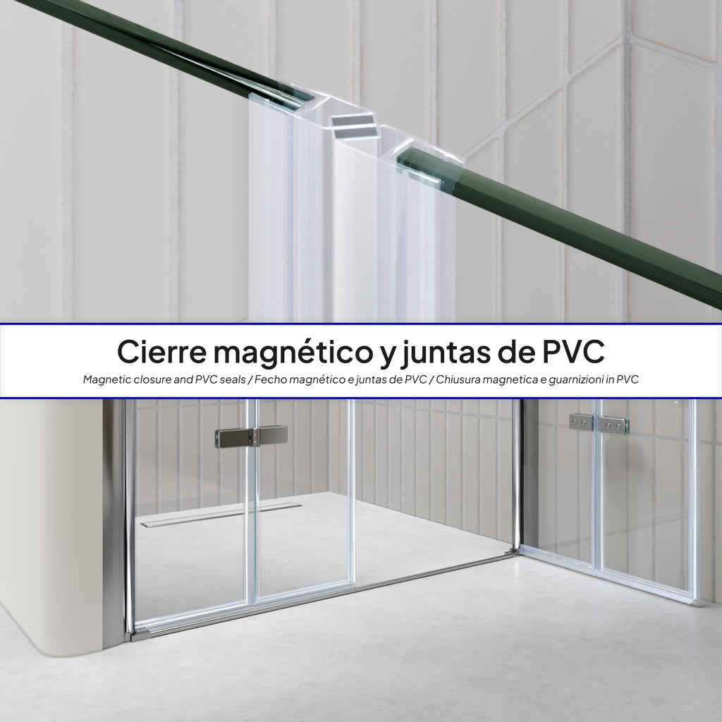 LENA - Frontal de ducha con puertas plegables en vidrio templado