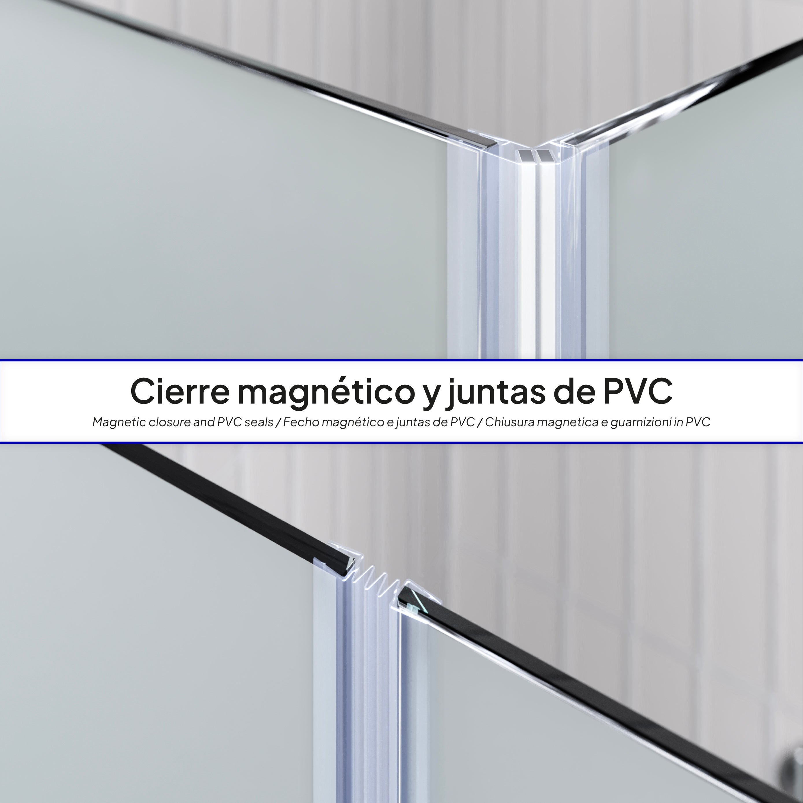 EMMA - Cabine de Duche com vidro fosco 6mm - Portas articuladas e perfis em inox