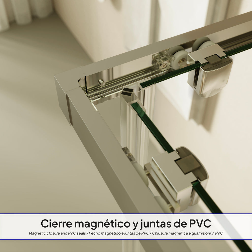 DIANA - Cabina de ducha de entrada en esquina con puertas correderas en vidrio templado