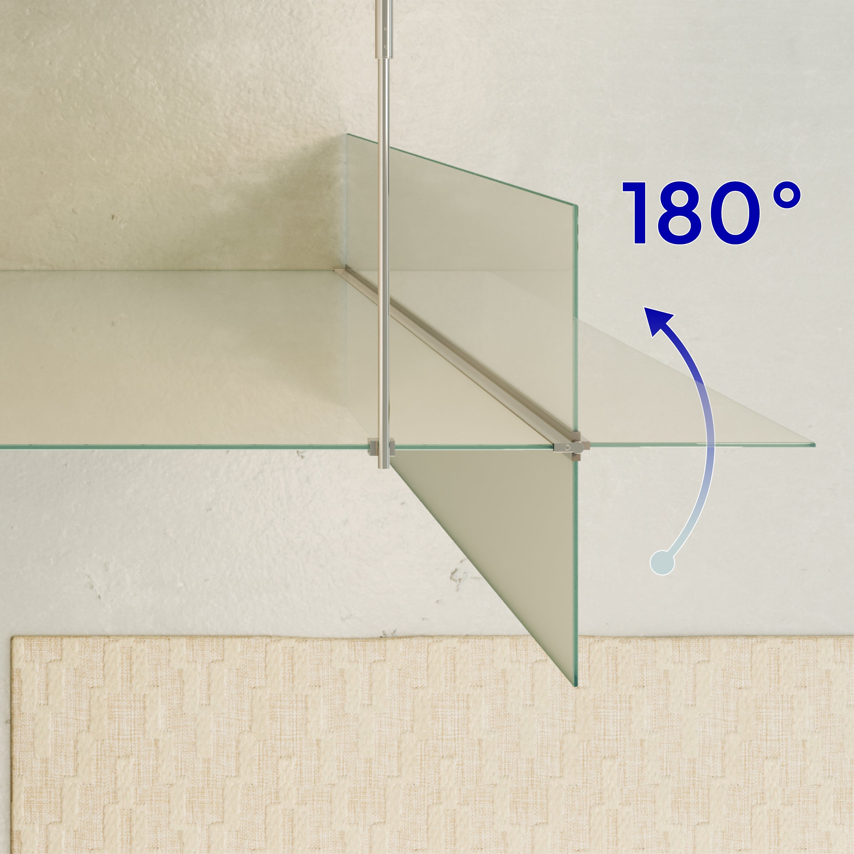 FIONA - Painel de duche walk-In com painel lateral giratório 40 cm em vidro satinado 10mm com perfil e barra estabilizadora cromado