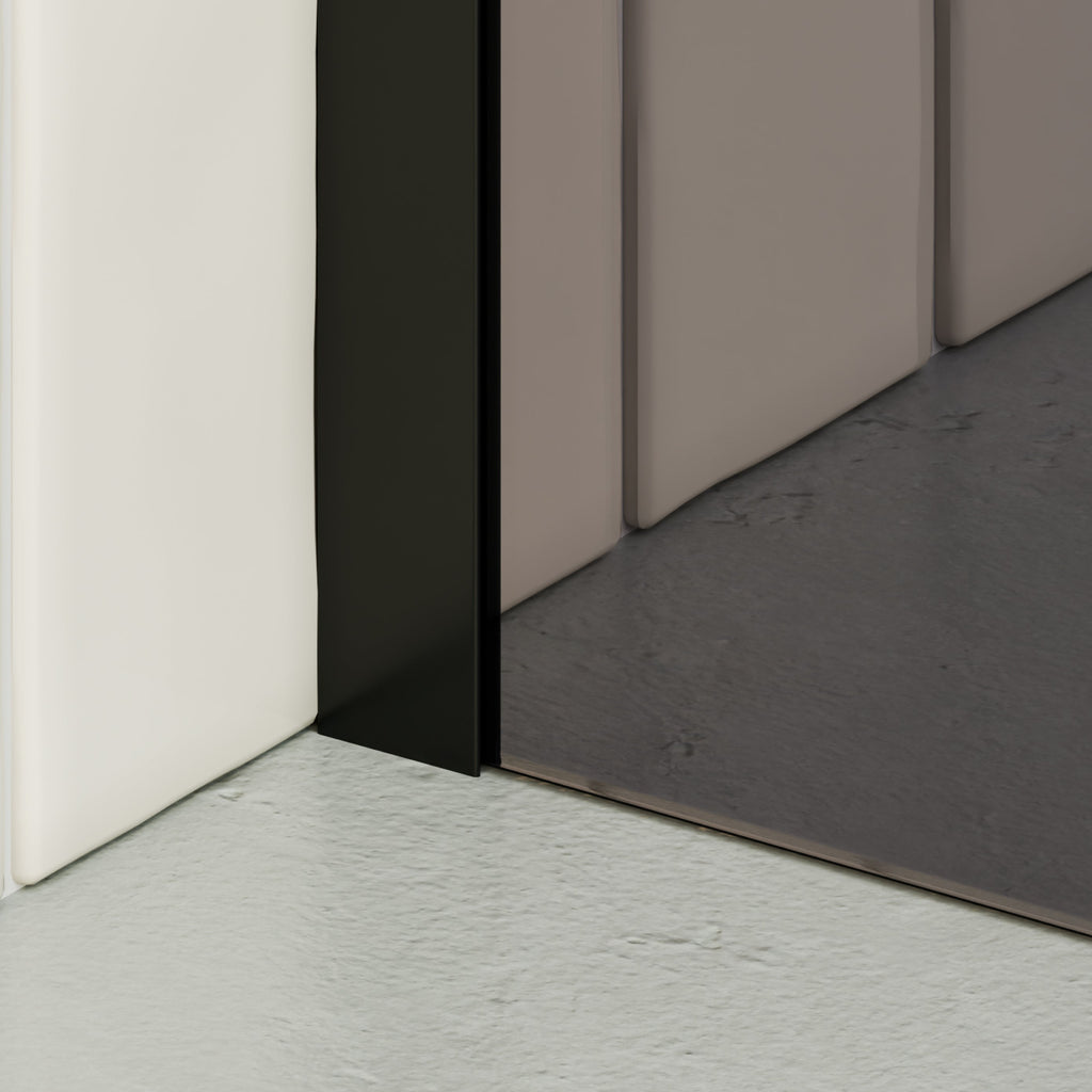 OLIVIA - Painel de Duche Walk-In em Vidro Escuro 10mm com Perfil e Barra Estabilizadora Preto