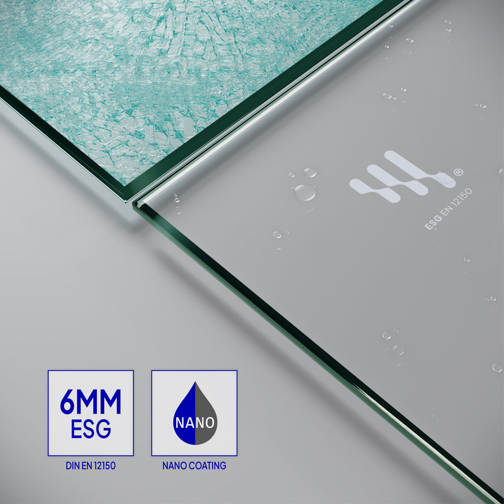 EMMA - Cabine de duche com vidro transparente 6mm - Portas articuladas e perfis em Inox