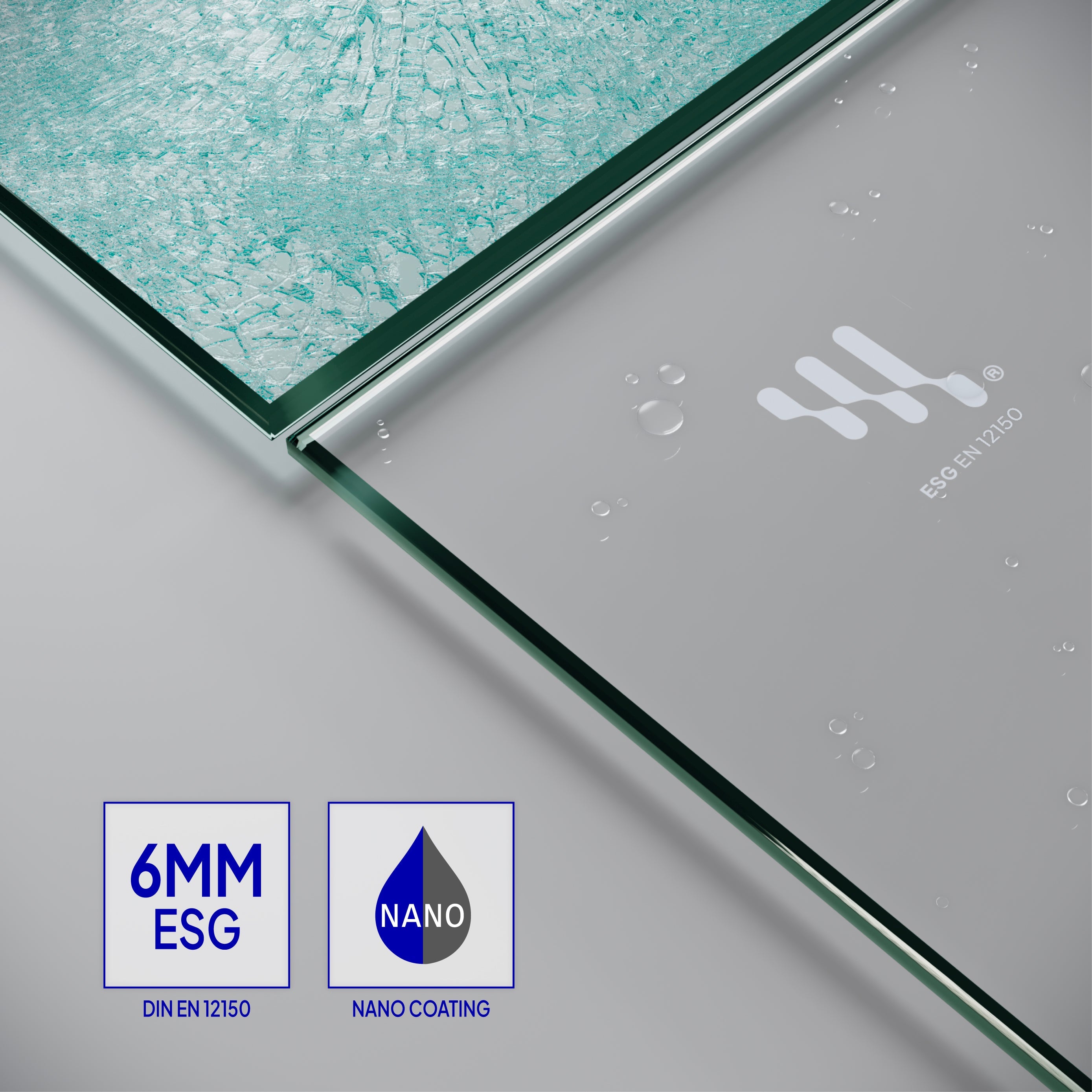 EMMA - Cabine de duche com vidro transparente 6mm - Portas articuladas e perfis em Inox