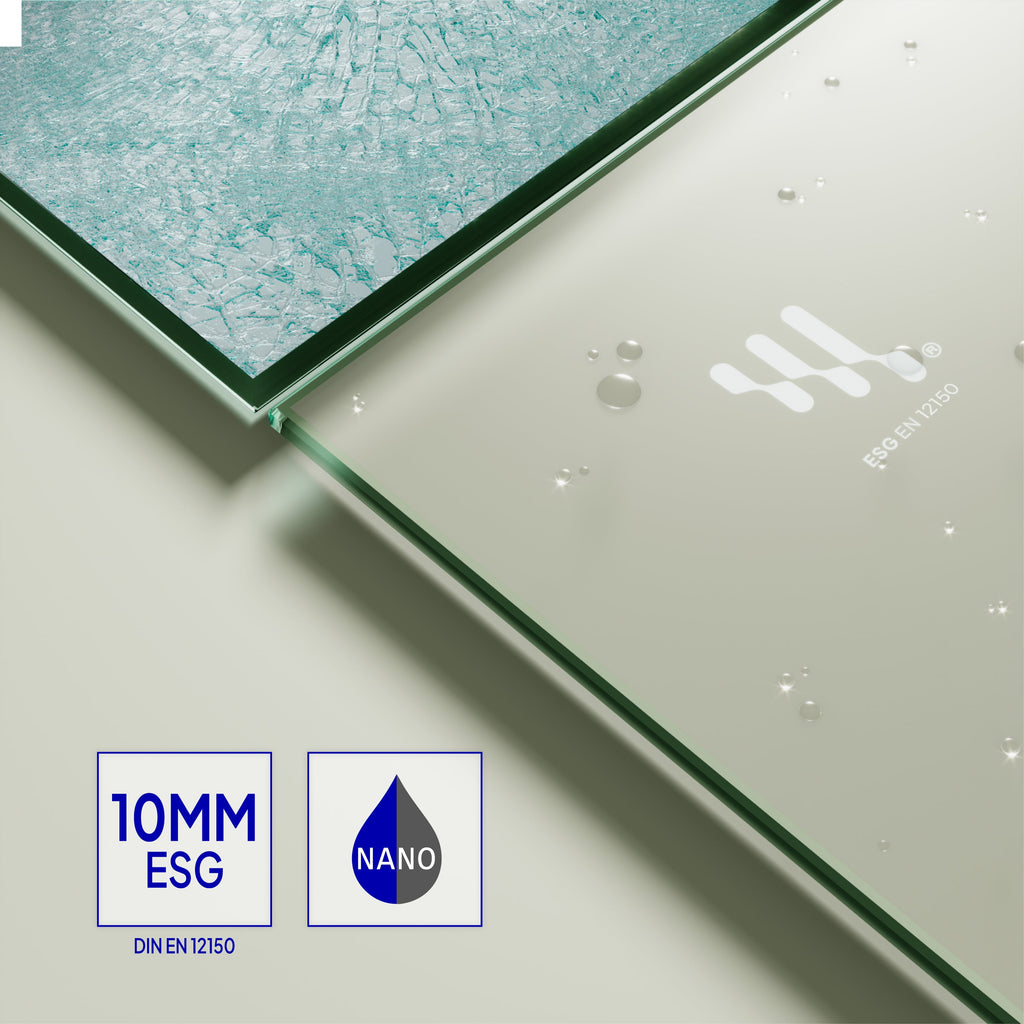 FIONA - Painel de duche walk-In em vidro fosco 10mm com perfil e barra estabilizadora cromado