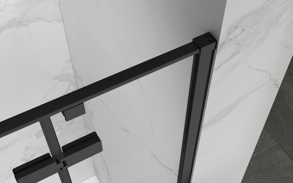 JAYLA - Cabine de duche reversível, portas de abrir, vidro 6mm e perfis pretos