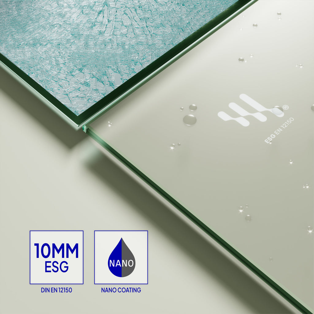 FIONA - Painel de duche walk-In com painel lateral giratório 40 cm em vidro satinado 10mm com perfil e barra estabilizadora cromado