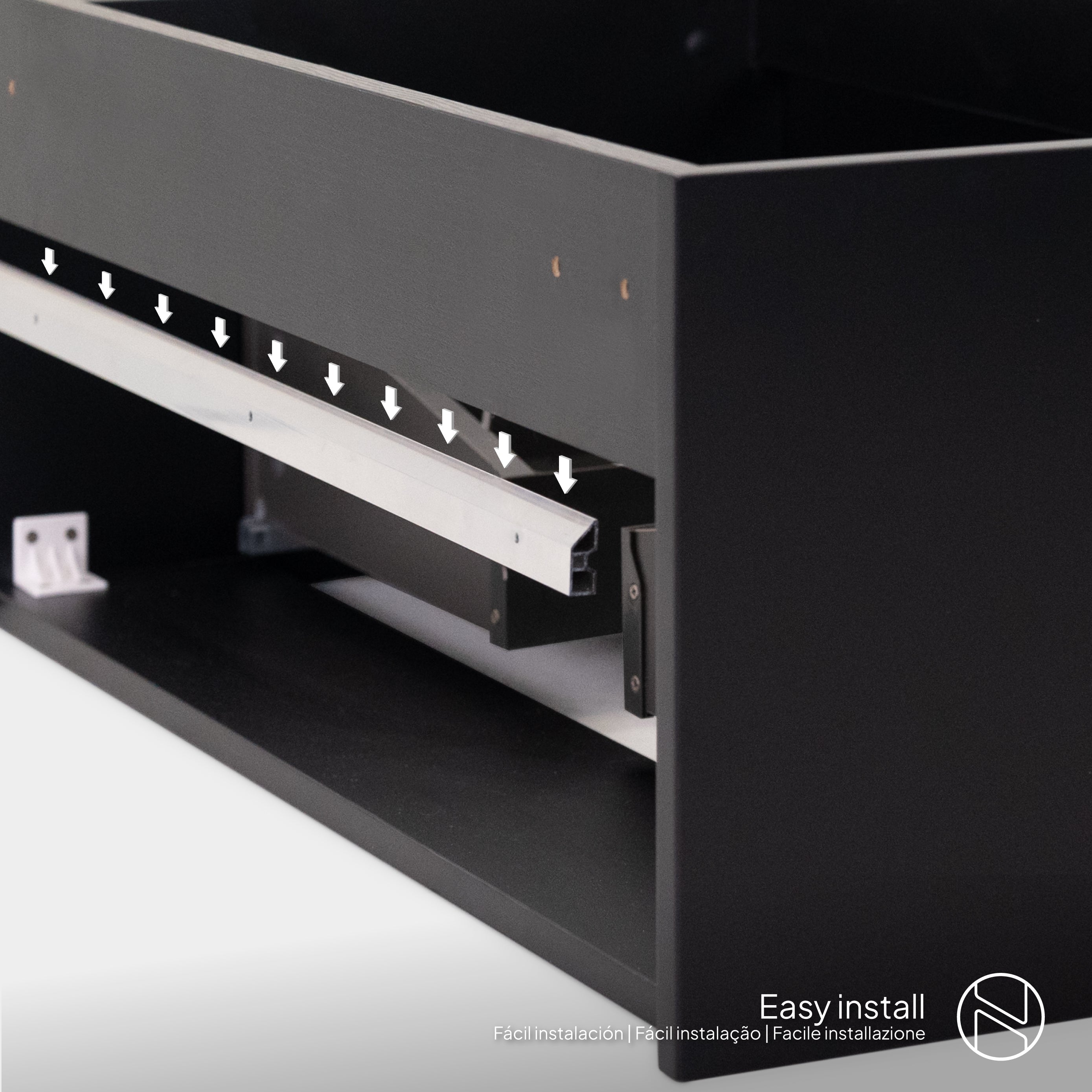 Fidia – Móvel de lavatório duplo suspenso Preto/Carvalho | 150 ou 190 cm