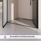 LARA - Frontal de duche em vidro temperado fosco de 6 mm, portas batentes e perfis pretos