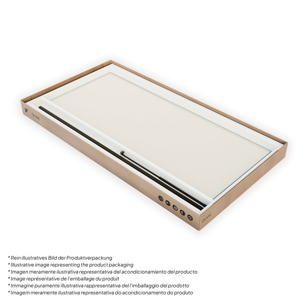 FIONA - Panel de ducha walk-in de vidrio transparente de 10 mm con perfil y barra estabilizadora negros