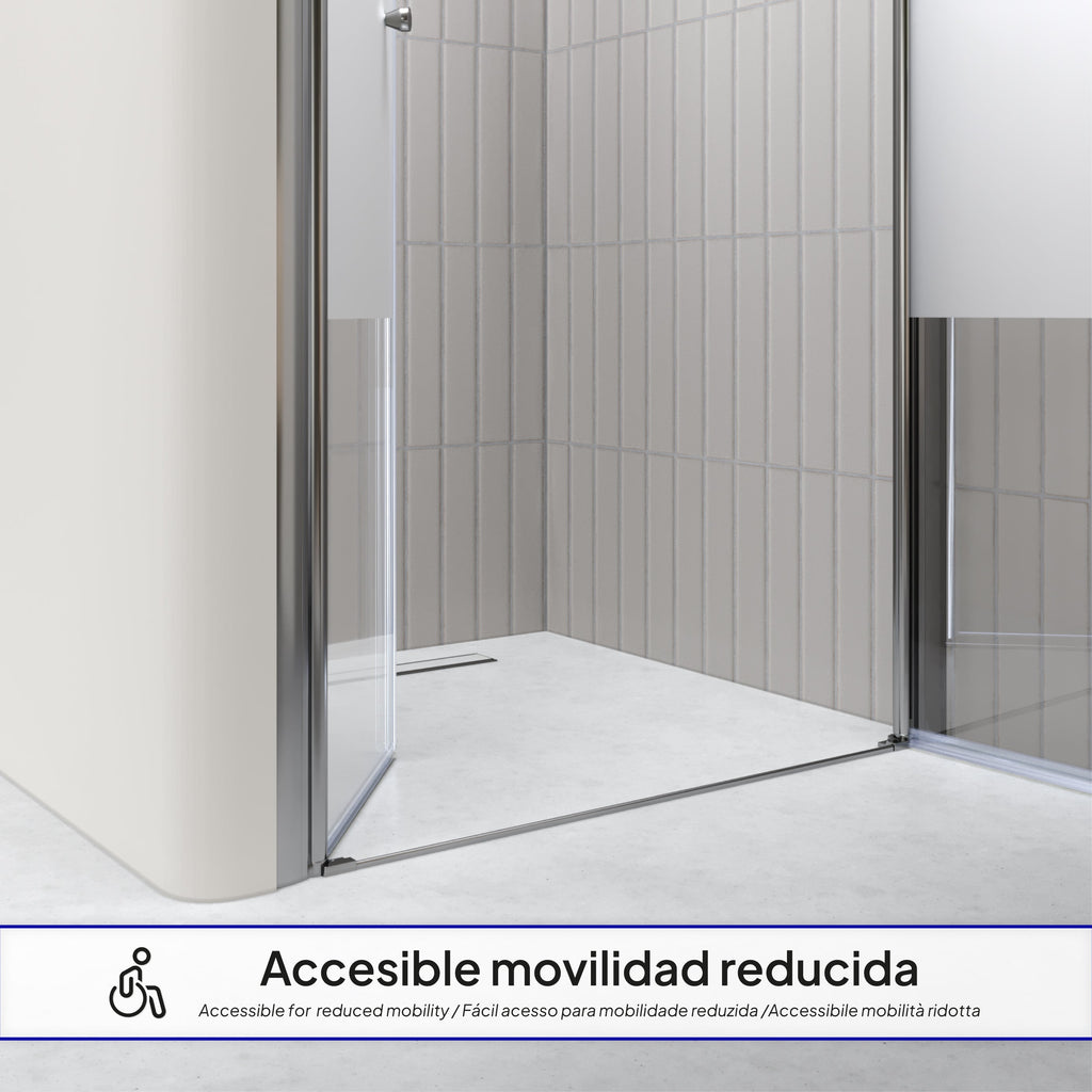 LIMA - Frontal de ducha en vidrio templado de 6 mm parcialmente esmerilado - Puertas batientes