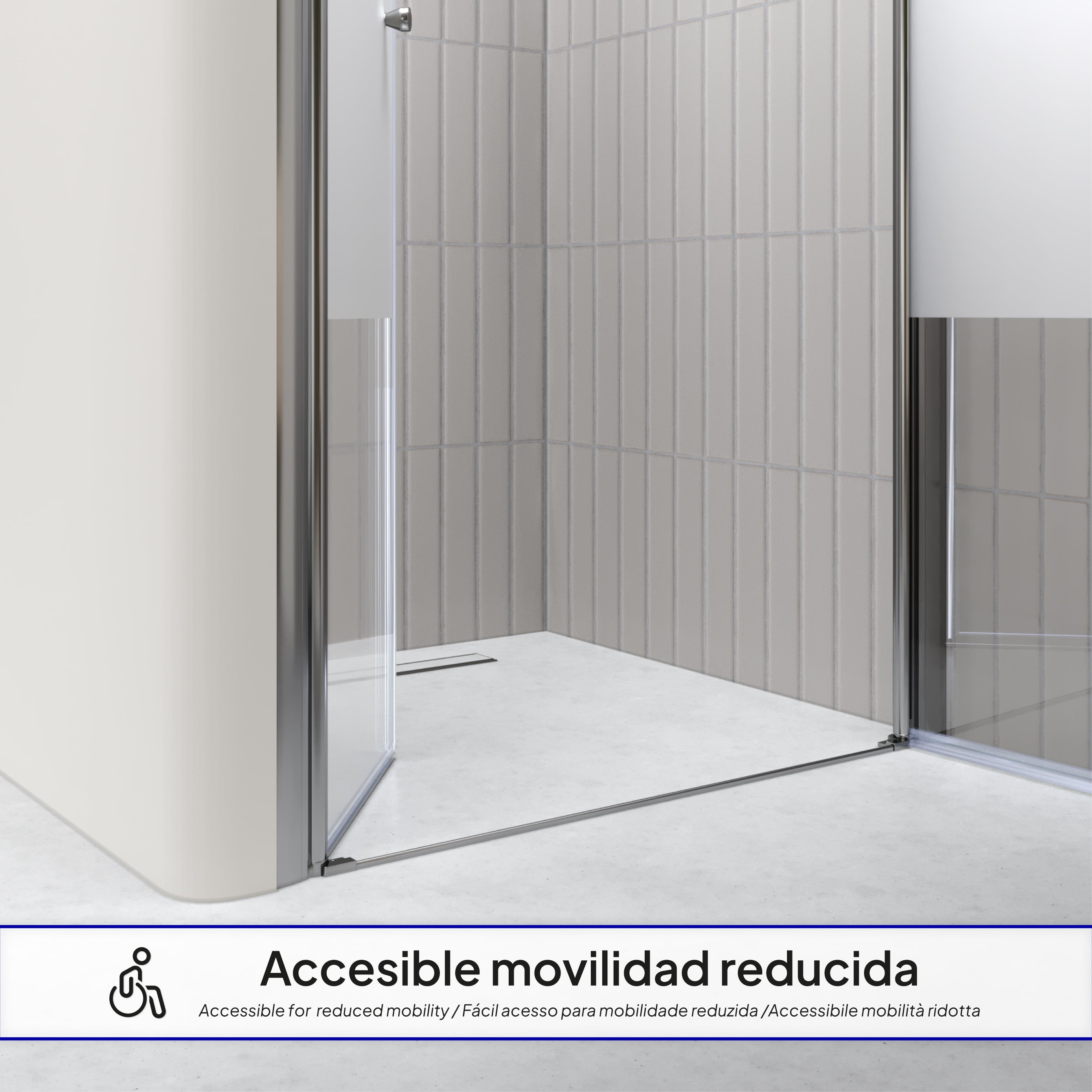 LIMA - Frontal de ducha en vidrio templado de 6 mm parcialmente esmerilado - Puertas batientes