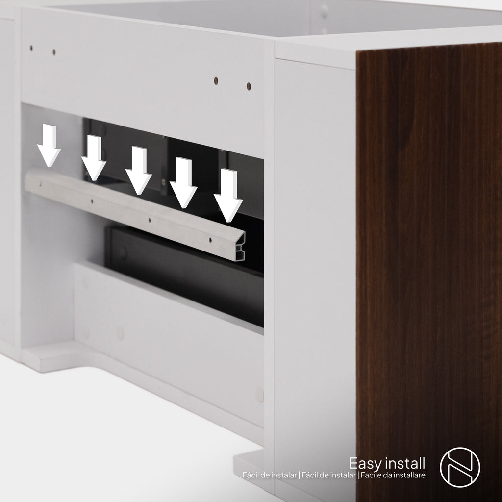 Maia - Mueble de lavabo suspendido con cajones soft-close | 90 cm | Blanco acanalado