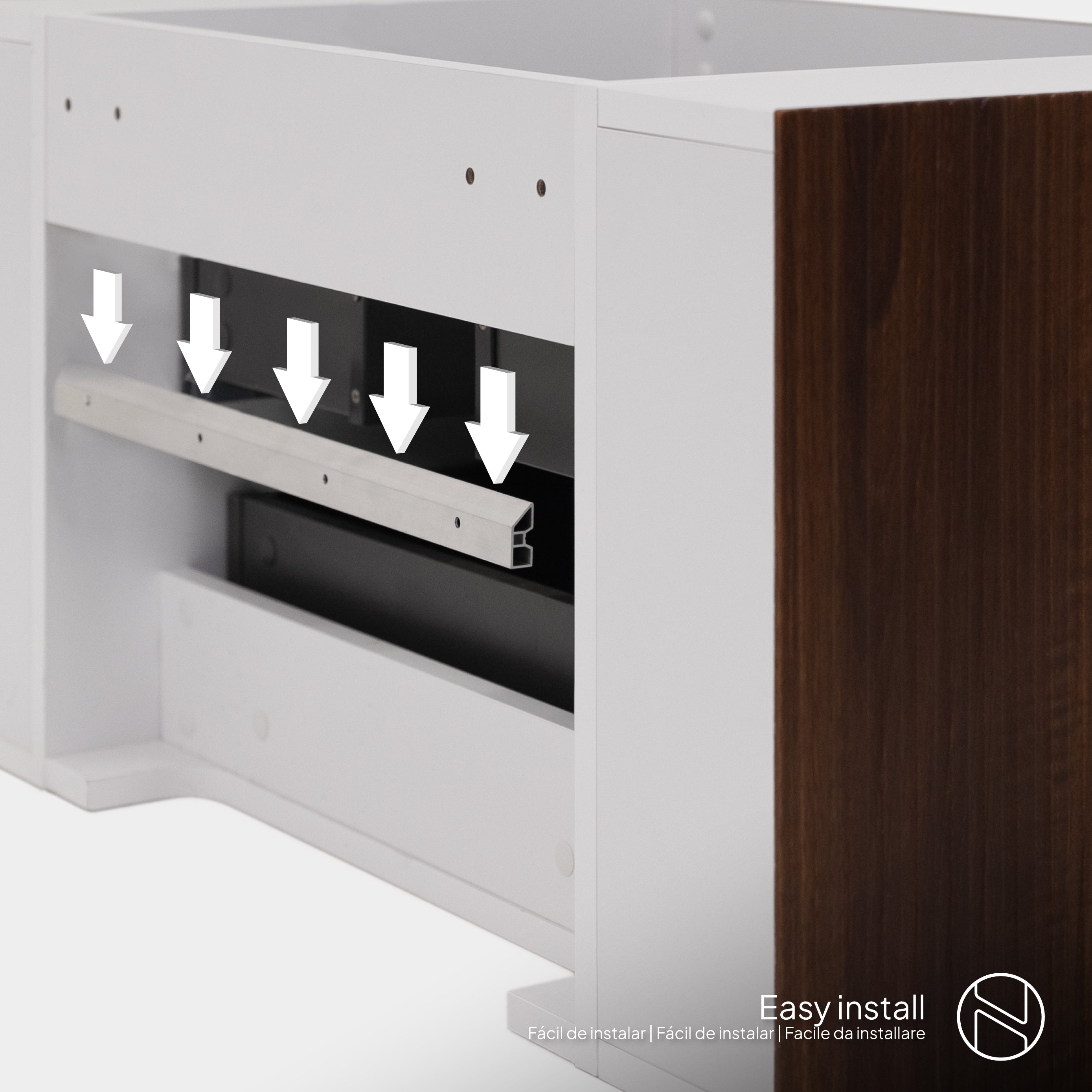 Maia - Mueble de lavabo suspendido con cajones soft-close | 90 cm | Blanco acanalado