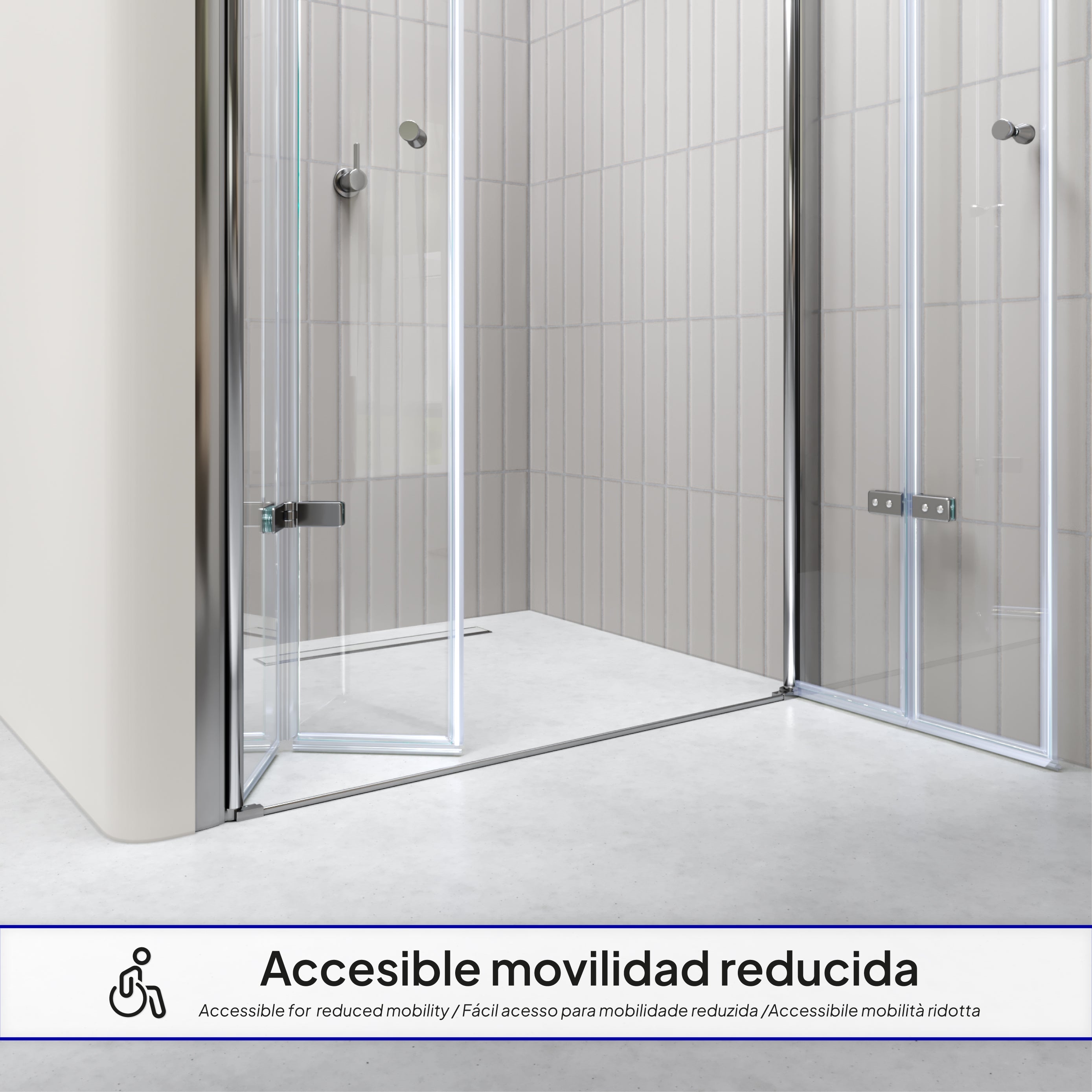 LENA - Frontal de ducha con puertas plegables en vidrio templado