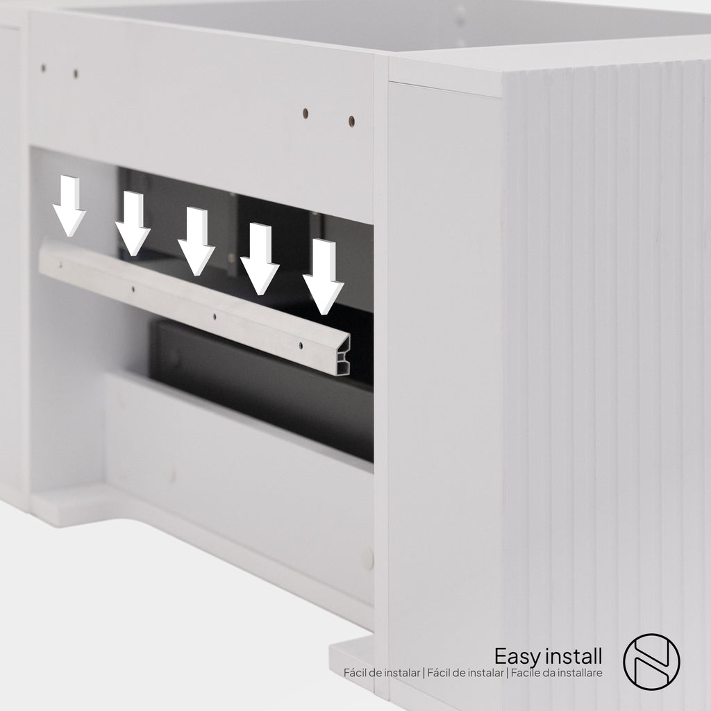 Maia - Mueble de lavabo suspendido con cajones soft-close | 90 cm | Blanco acanalado