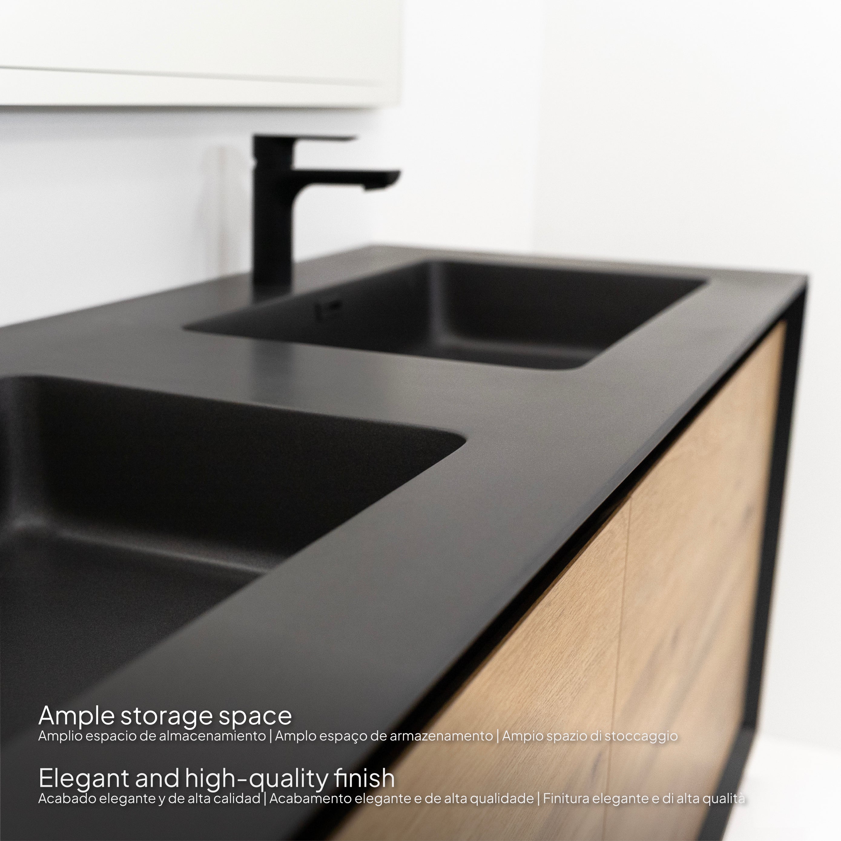 Fidia - Conjunto de baño suspendido doble - Disponible en 150 y 190 cm