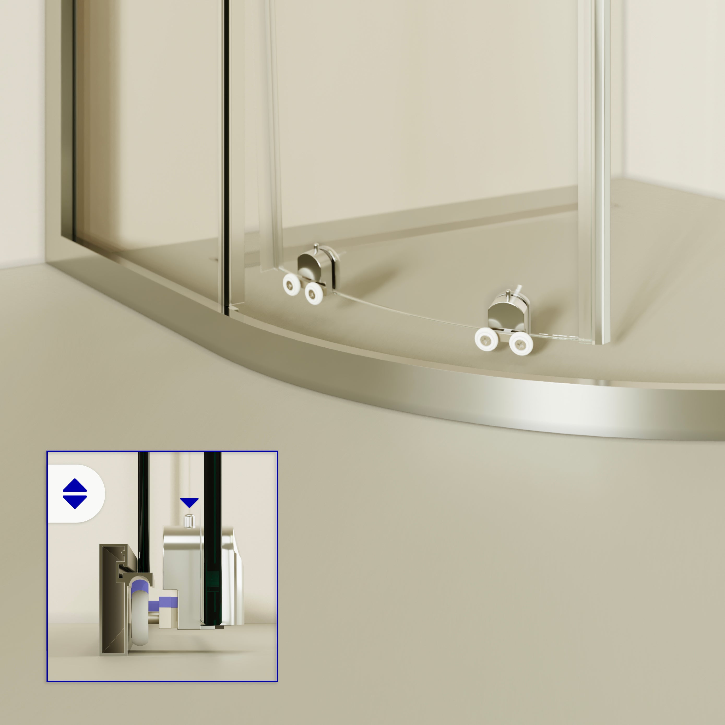 ELLA - Cabina de ducha de cuadrante en vidrio transparente, puertas correderas y perfiles en aluminio