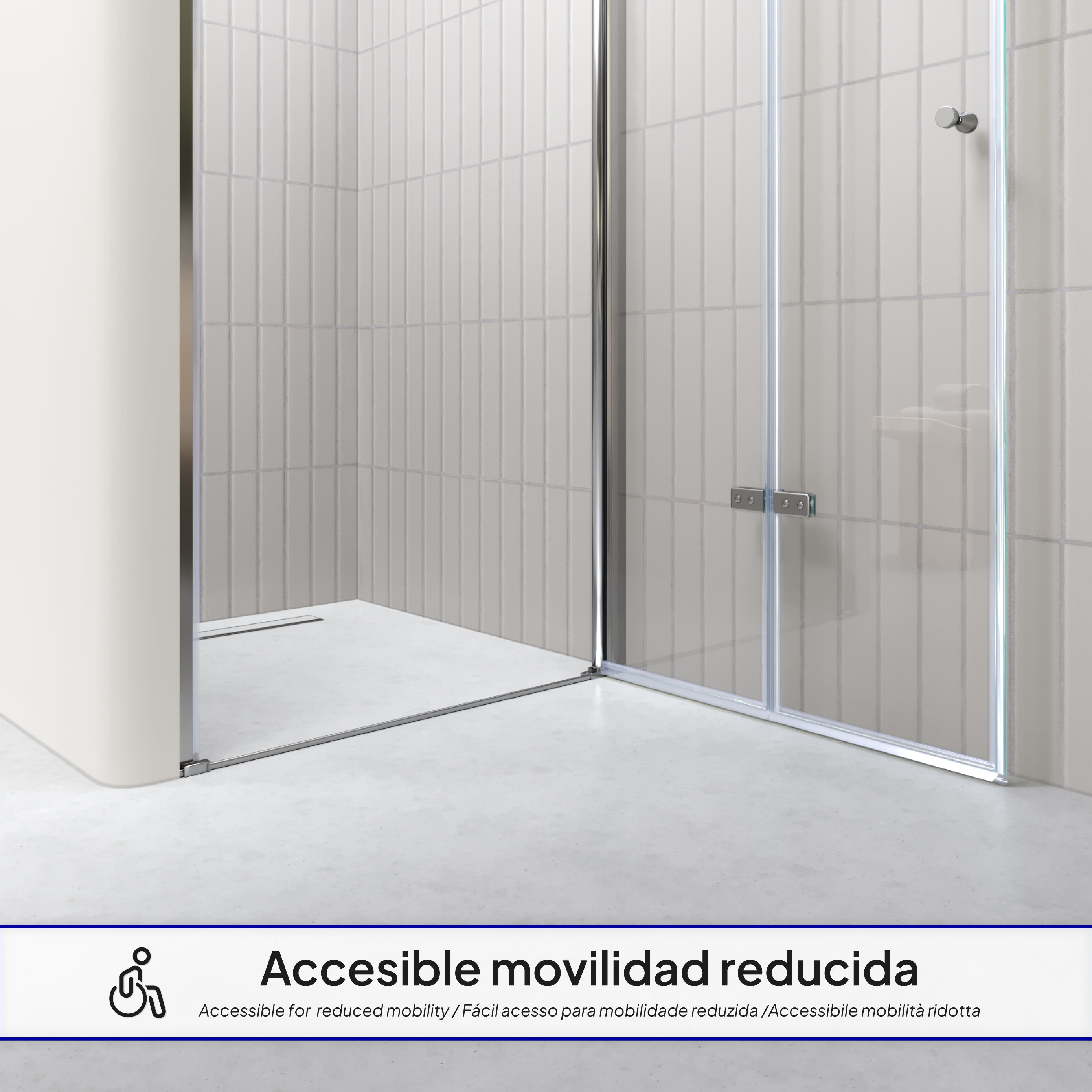 MILA - Puerta plegable en vidrio templado de 6 mm - Varios tamaños