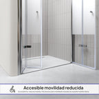 LENA - Frontal de ducha con puertas plegables en vidrio templado parcialmente esmerilado